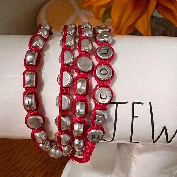 Premier Designs Silver and Pink “Encourage” Wrap Bracelet #PDBR - Picture 1 of 5